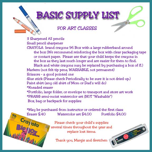 Art Materials: Art Materials List